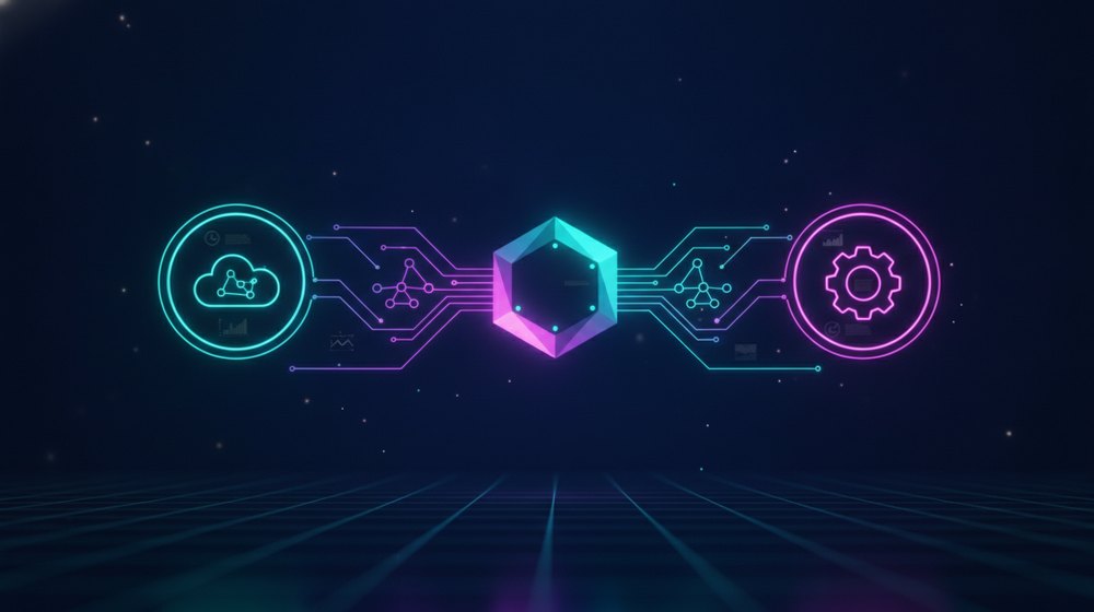 Tres sistemas aislados que se conectan en un hub central