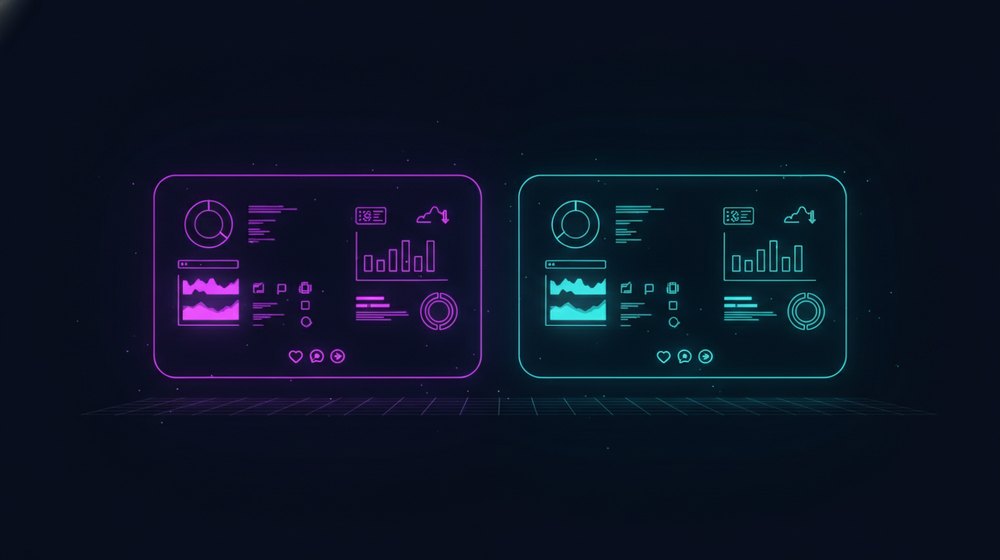 Two content cards side by side, one in Spanish and one in English, mirrored one to one