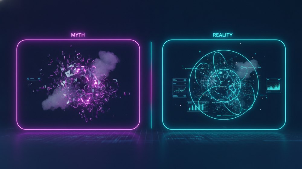 Myth versus reality format shown with two illuminated sides